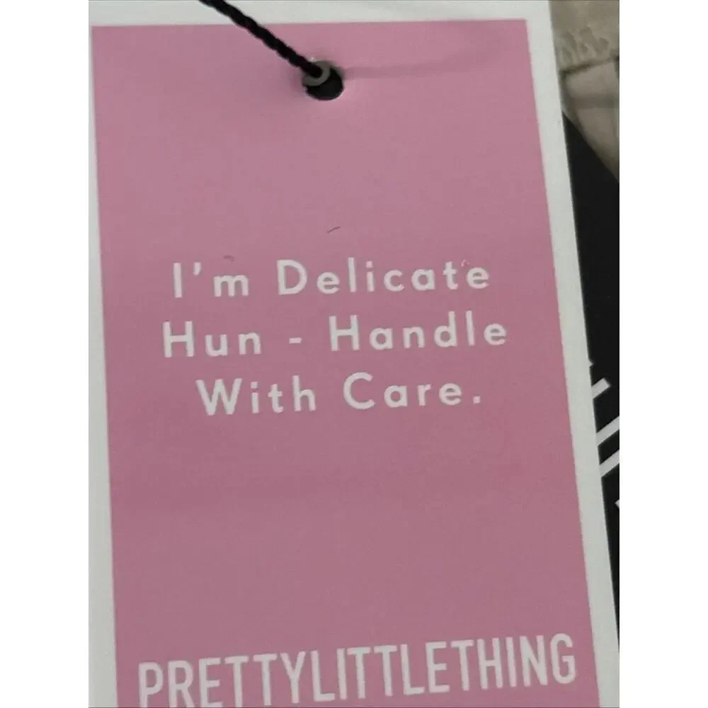 PrettyLittleThing Oatmeal High Waisted Pisse Wide Leg Pants - Size 4‎ Tall New